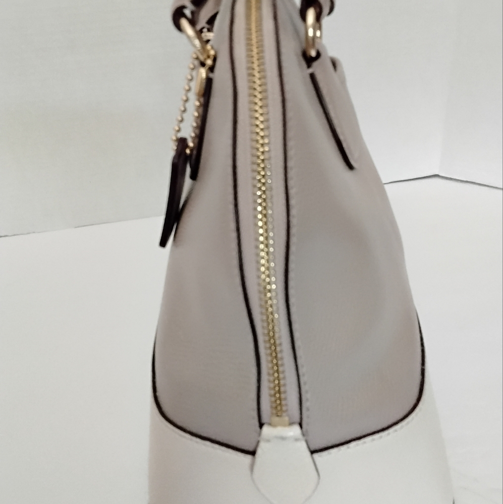 Coach Cross Grain Leather Cora Dome  Handbag Color Block Tan  NWOT - Picture 4 of 7